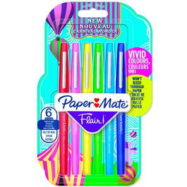 Paper Mate Rotulador Punta De Fibra Flair Original Tapón Hermético Carnival Blister 6 Colores