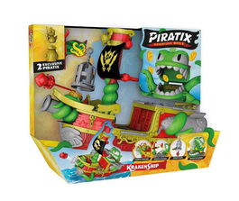 Barco del Kraken de Piratix Shark Treasure, incluye 2 piratix exclusivos, 1 moneda exclusiva, 2 accesorios y 6 monedas gold