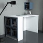 Hanah Home Mesa de Estudio Box Blanca y Azul 120x75x65 cm con Estanterías