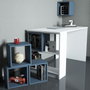 Hanah Home Mesa de Estudio Box Blanca y Azul 120x75x65 cm con Estanterías
