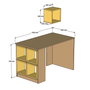 Hanah Home Mesa de Estudio Box Blanca y Azul 120x75x65 cm con Estanterías