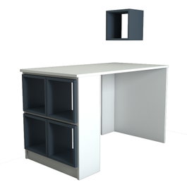 Hanah Home Mesa de Estudio Box Blanca y Azul 120x75x65 cm con Estanterías