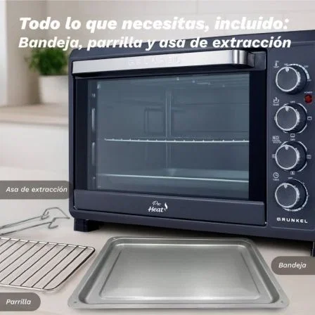 Grunkel Horno de Sobremesa Eléctrico con Convección HR-38PRO 38 Litros 2000W, Negro