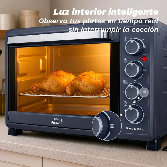 Grunkel Horno de Sobremesa HR-38PRO 38L 2000W Negro y Acero Grunkel Horno de Sobremesa HR-38PRO 38L 2000W Negro y Acero