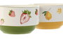 DKD Home Decor Set de 2 Cuencos de Porcelana Frutas 3D 600ml de Colores Surtidos