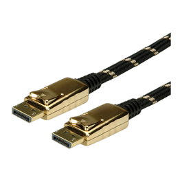 ROLINE Cable DisplayPort Macho-Macho, 7.5 m, Conectores Chapados en Oro, Negro/ORO (Ref. 11.04.5648)