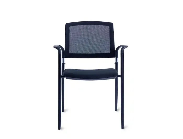 Silla confidente Rocada brazos fijos asiento tela ignífuga azul respaldo malla estructura metálica Silla confidente Rocada brazos fijos asiento tela ignífuga azul respaldo malla estructura metálica