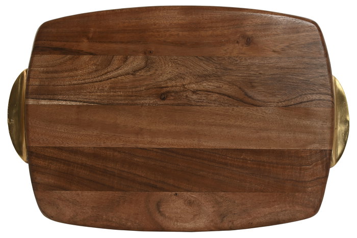 DKD Home Decor Tabla Cortar Woodsun 23 Natural Dorado Acacia Inox 26.6 x 4.5 x 40.5 cm
