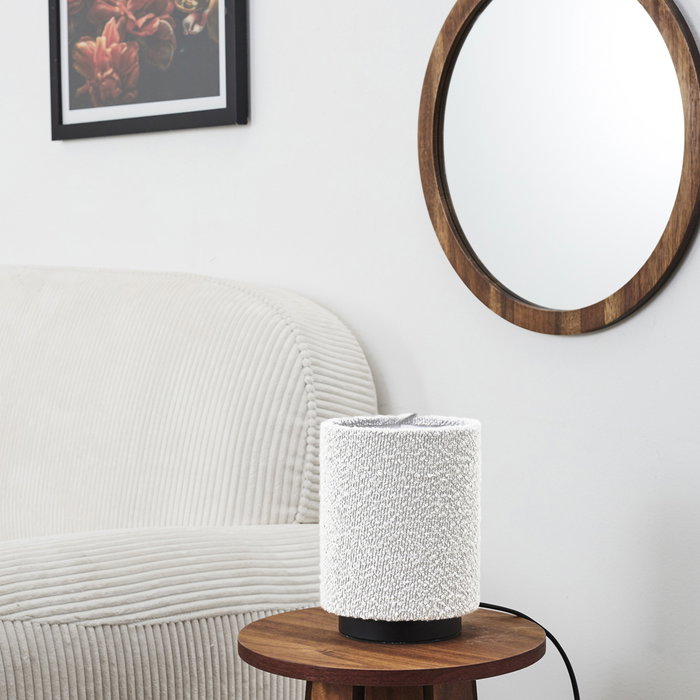 Home Deco Factory Lámpara de Mesa Pantalla Rizo Colección Natural, Diám. 15.5 cm, Altura 20.5 cm, Textil Poliacrílico Home Deco Factory Lámpara de Mesa Pantalla Rizo Colección Natural, Diám. 15.5 cm, Altura 20.5 cm, Textil Poliacrílico