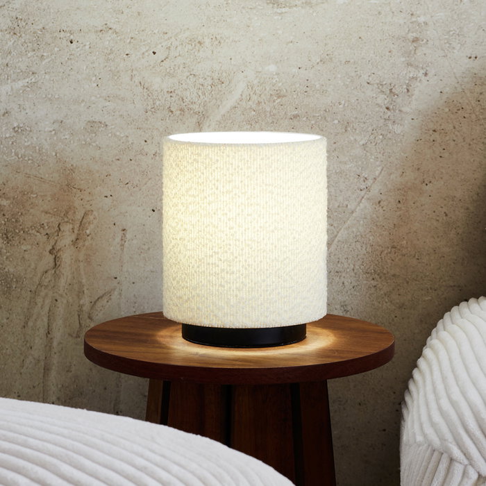 Home Deco Factory Lámpara de Mesa Pantalla Rizo Colección Natural, Diám. 15.5 cm, Altura 20.5 cm, Textil Poliacrílico Home Deco Factory Lámpara de Mesa Pantalla Rizo Colección Natural, Diám. 15.5 cm, Altura 20.5 cm, Textil Poliacrílico