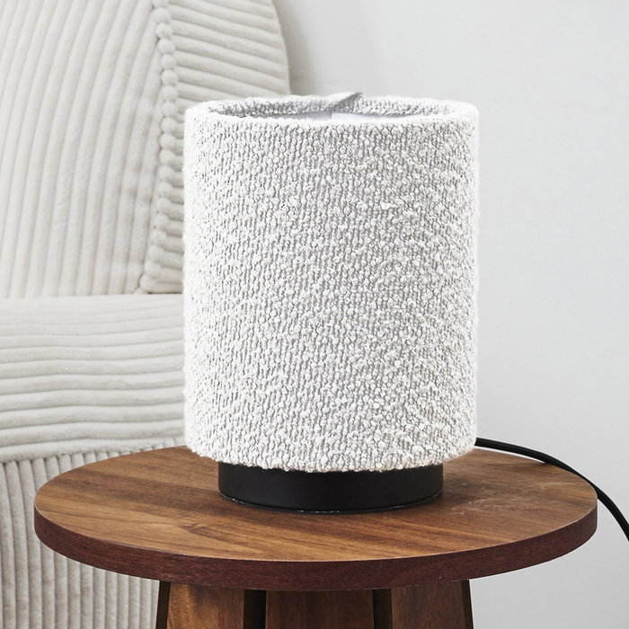 Home Deco Factory Lámpara de Mesa Pantalla Rizo Colección Natural, Diám. 15.5 cm, Altura 20.5 cm, Textil Poliacrílico Home Deco Factory Lámpara de Mesa Pantalla Rizo Colección Natural, Diám. 15.5 cm, Altura 20.5 cm, Textil Poliacrílico