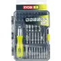 Ryobi RAK59SD Estuche de 59 puntas de destornillador con destornillador de trinquete - Incluye tipos Philips, Plano, Pozidriv y Torx
