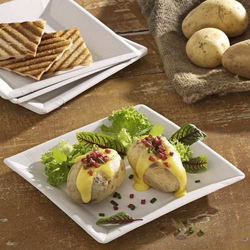 Algon Set 25 Platos Cuadrados Cartón Natural 20 cm (18 Unidades)