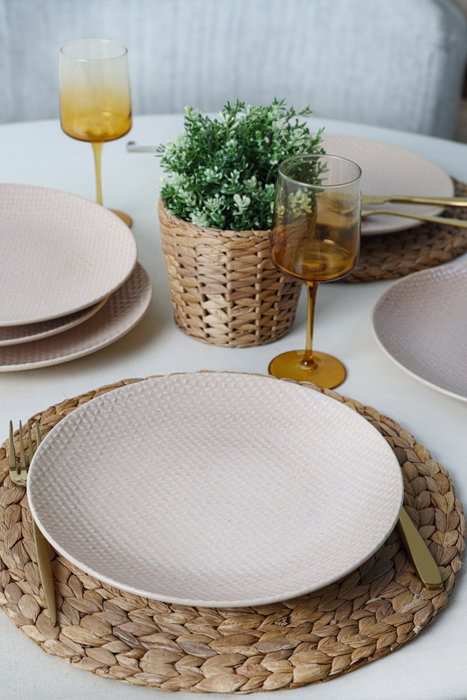 Hermia X00018603 Juego de Platos de Gres Cerámico, Crema, 27 cm (6 Piezas)
