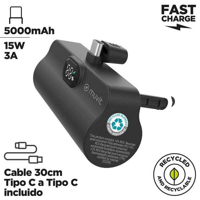 Powerbank Muvit for Change DP53D-R-PD Negro 5000 mAh