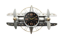 DKD Home Decor Reloj de Pared Metal Avion Plateado