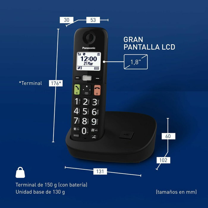 Panasonic KX-TGU110 Teléfono Inalámbrico Negro Panasonic KX-TGU110 Teléfono Inalámbrico Negro