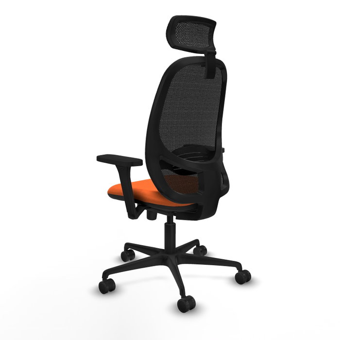 PIQUERAS Y CRESPO Silla de oficina Cilanco con mecanismo Sincro, Tela Naranja y Malla Negra PIQUERAS Y CRESPO Silla de oficina Cilanco con mecanismo Sincro, Tela Naranja y Malla Negra