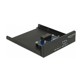 DeLOCK 63962 Bandeja Frontal USB 3.5" 1 x USB Tipo-C + 1 x USB Tipo-A USB 3.1 Gen 1 5 Gbps Negro Metal