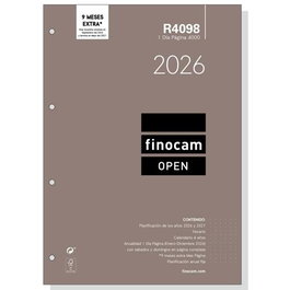 Finocam Recambio Anual Agenda De Anillas Open R4098 4000 210x297 mm 1Dp 2026