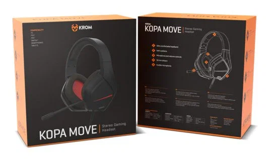KROM Kopa Move Auriculares Gaming Alámbricos Diadema, Sonido Estéreo 50mm, Micrófono, Control de Volumen, Negro, Compatible con PC, PS4, PS5, Nintendo Switch, Smartphones