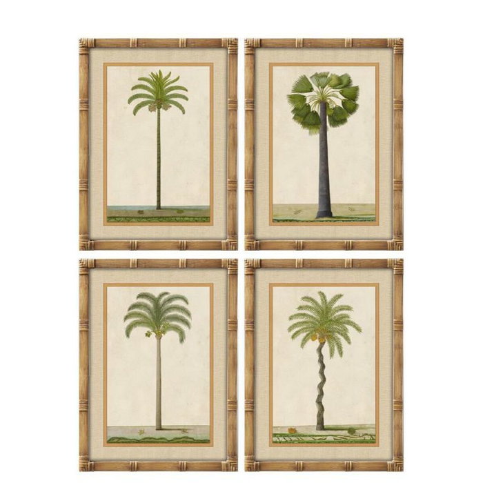 DKD Home Decor Set de 4 Cuadros de Cristal y Bambú Palmera 45x60 cm DKD Home Decor Set de 4 Cuadros de Cristal y Bambú Palmera 45x60 cm