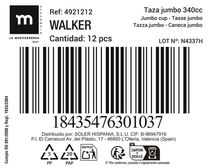La Mediterranea Taza Jumbo Walker 340cc