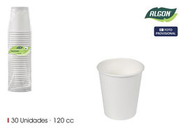 Inde Set de 30 Vasos Blancos de Cartón 120 cc (24 Unidades)