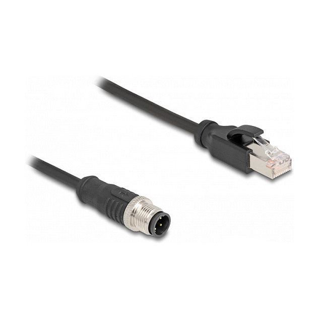 DeLOCK Cable adaptador M12 codificación D de 4 pines a RJ45, 50 cm