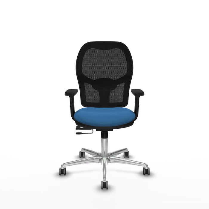 PIQUERAS Y CRESPO Silla de oficina Jorquera con mecanismo Sincro/Traslack, Azul claro y Negro