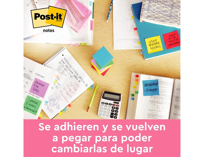 Post-it Bloc de notas adhesivas quita y pon fucsia neón con 100 hojas 76x76 mm