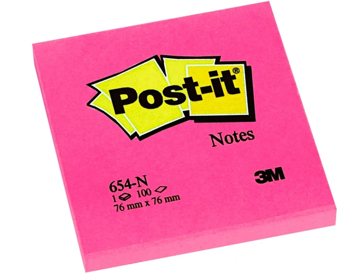 Post-it Bloc de notas adhesivas quita y pon fucsia neón con 100 hojas 76x76 mm