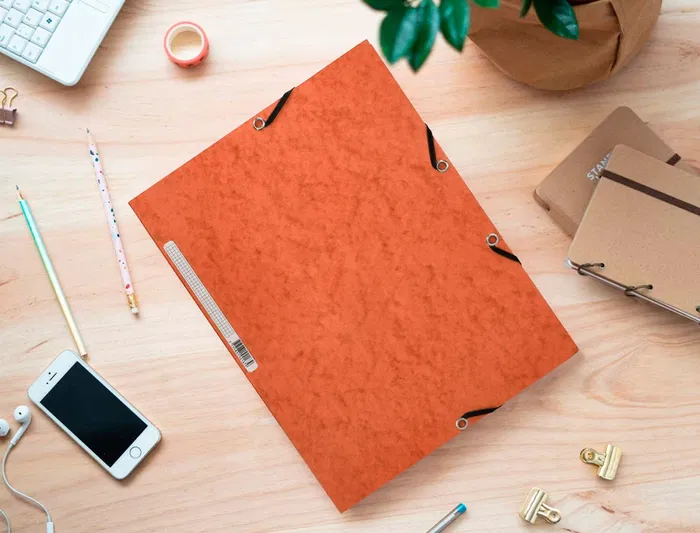 Q-connect Carpeta KF02170 Gomas Cartón Simil-Prespan Solapas 320x243 mm Naranja