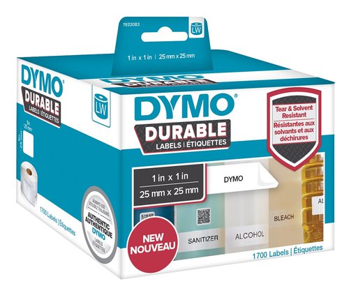 Dymo Etiquetas Durable 25 x 25 mm, 2 Rollos (1700 unidades), Blanco Dymo Etiquetas Durable 25 x 25 mm, 2 Rollos (1700 unidades), Blanco