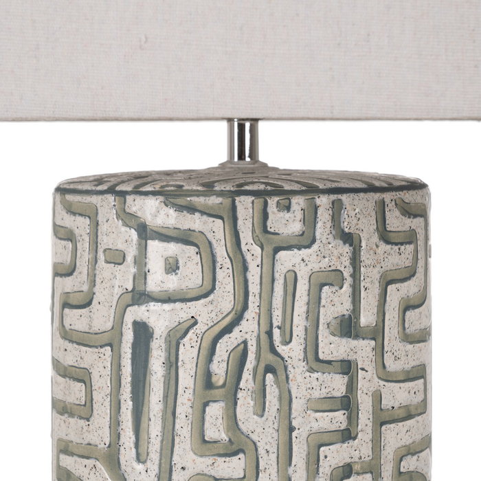 Lámpara Mesa Blanco-Gris Cerámica 42 X 42 X 73 cm
