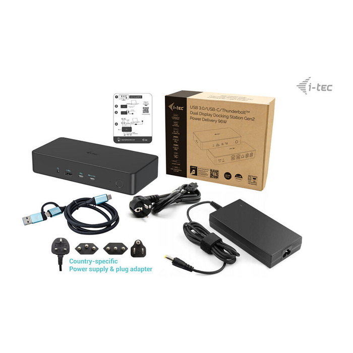 I-TEC Docking Station Thunderbolt 3 USB-C Dual 4K HDMI DisplayPort 100W PD para Laptop - Estación de Acoplamiento Professional Gen 2