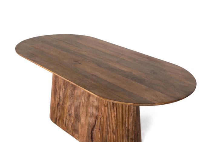 GINER Y COLOMER Mesa de comedor con tapa ovalada de madera de mango 210 cm