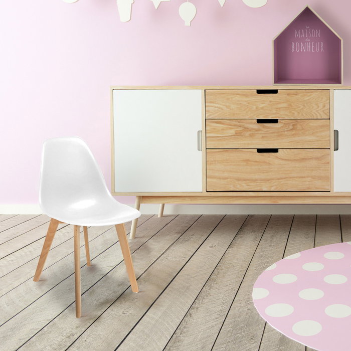 Home Deco Kids Silla Infantil Blanca Scandina para Niños Diseño Nórdico Patas Madera