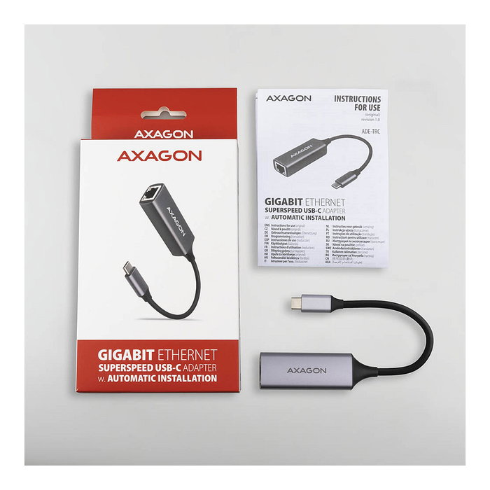 Axagon ADE-TRC Adaptador Gigabit Ethernet 10/100/1000 USB 3.1 Tipo C, Titanio gris Axagon ADE-TRC Adaptador Gigabit Ethernet 10/100/1000 USB 3.1 Tipo C, Titanio gris