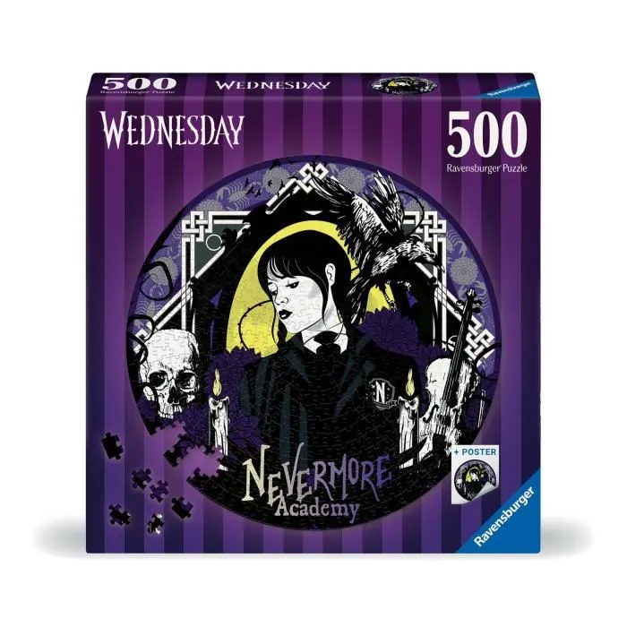 Ravensburger Puzzle Redondo Wednesday Adams 500 Piezas Dibujos Animados y Cómics RAV1700278115086 A partir de 10 años
