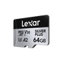 Lexar LMSSIPL064G-BNANG Tarjeta MicroSDXC Profesional SILVER PLUS 64 GB UHS-I Clase 3 Velocidad Lectura 205 MB/s Escritura 100 MB/s V30 A2