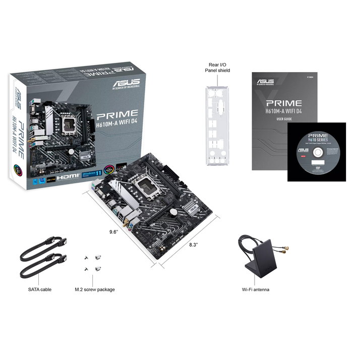 ASUS PRIME H610M-A WiFi DDR4 Placa Base micro ATX Intel LGA 1700 Socket, Wi-Fi 5, Bluetooth 5.0, DDR4 64 GB Max, 2x M.2, HDMI 2.1