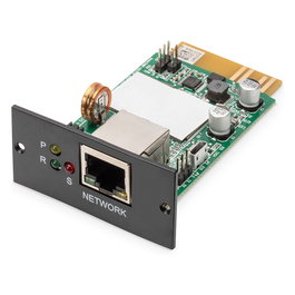 Digitus V2.0 Tarjeta SNMP y WEB para dispositivos SAI OnLine, tarjeta de gestión de red ARM 300 MHz 128 MB Flash 64 MB RAM, Negro