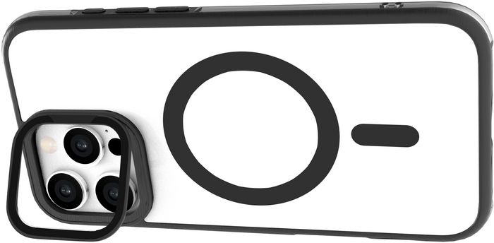 eSTUFF Funda INFINITE HELSINKI para iPhone 16 Pro Max con MagSafe, soporte integrado, 86% plástico reciclado y protección 3m - Negra