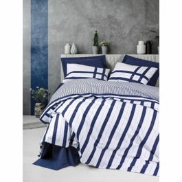 Aucune Juego de cama Azul 100% algodón con funda nórdica y 2 fundas de almohada