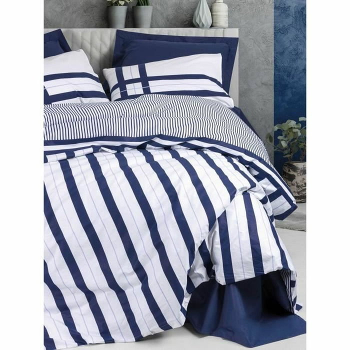 Aucune Juego de cama Azul 100% algodón con funda nórdica y 2 fundas de almohada Aucune Juego de cama Azul 100% algodón con funda nórdica y 2 fundas de almohada