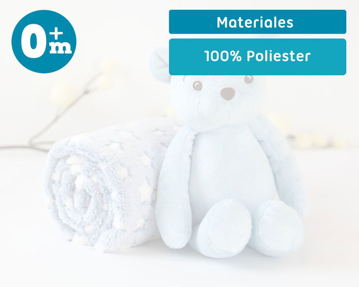 KioKids Oso De Peluche Azul Con Mantita De Estrellas 25 cm +0 Meses Regalo Bebé KioKids Oso De Peluche Azul Con Mantita De Estrellas 25 cm +0 Meses Regalo Bebé