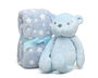KioKids Oso De Peluche Azul Con Mantita De Estrellas 25 cm +0 Meses Regalo Bebé