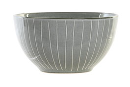 DKD Home Decor Cuenco de Gres Esmaltado con Rayas Verdes