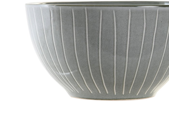 DKD Home Decor Cuenco de Gres Esmaltado con Rayas Verdes